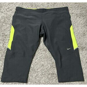 Women Nike Pro Training Tight Crop Leggings Gray/Neon - Size XL Cycling